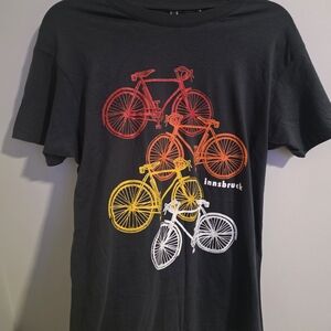 Fox Men's Short Sleeve Tee - Black with Multicolor Bicycle Design Innsbruck